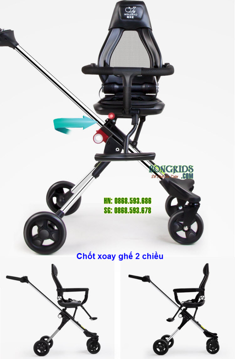 Xe đẩy thông minh 4 bánh Ride X1 NEW - Ghế xoay chiều 1