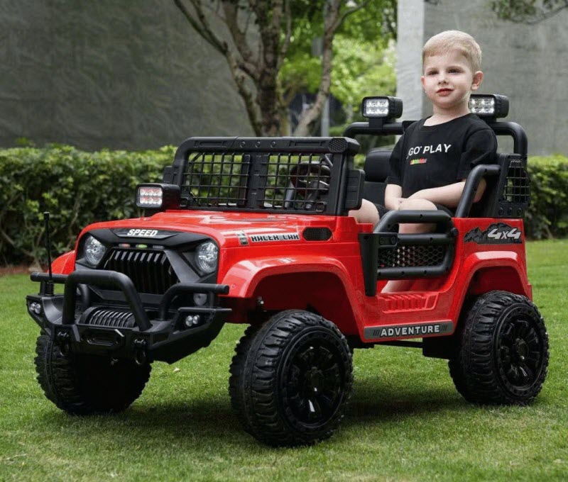 Xe ô tô điện trẻ em 2 chỗ ngồi Jeep BDQ1202 ghế da, bánh cao su