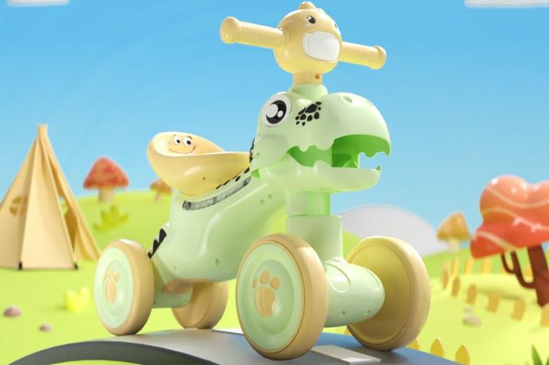 Xe chòi chân 4 bánh khủng long cho bé 1-3 tuổi