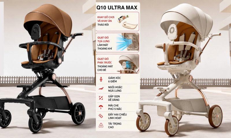 Xe đẩy Duxo Baby Q10 Pro Ultra Max vừa nằm vừa ngồi
