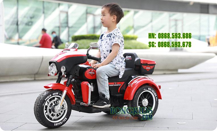 Xe máy điện trẻ em cảnh sát 2 chỗ ngồi ABM5288 cho bé trai 2-8 tuổi