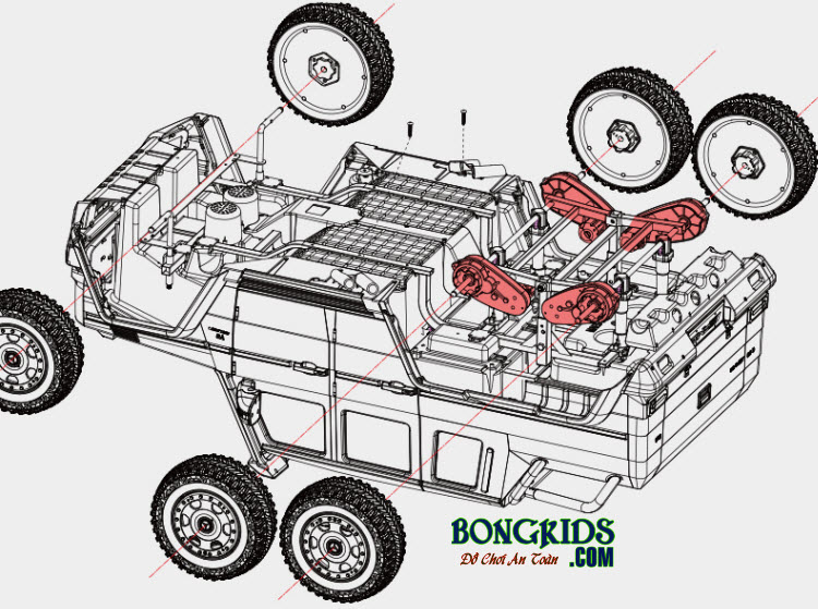 Thiết kế 6 bánh xe ô tô điện trẻ em ALB-1081(Dáng Mercedes-Benz cực khủng) 