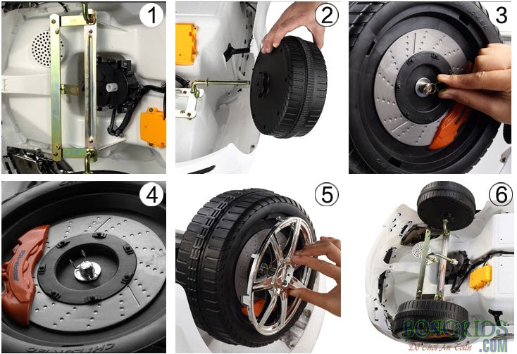 Lắp bánh Xe ôtô điện trẻ em 618R