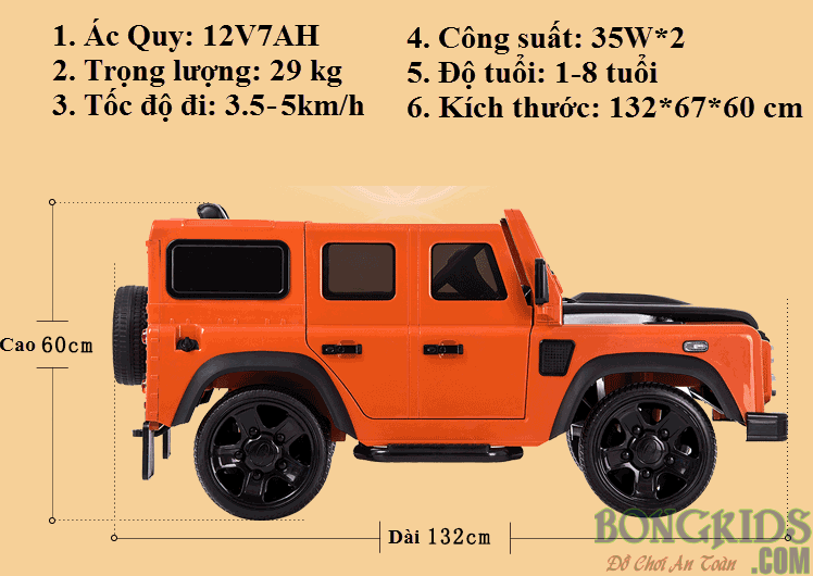 Xe ôtô điện trẻ em DMD 198 - Kích Thước