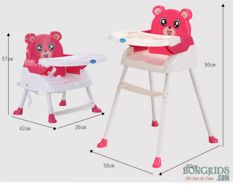 Ghế tập ăn bột cho bé 218 màu hồng
