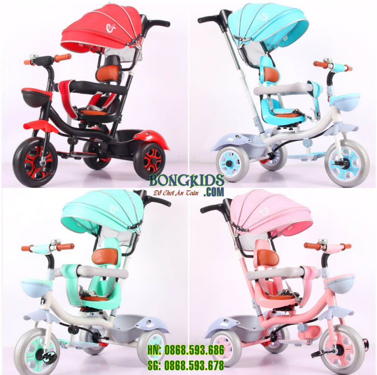 Xe đạp 3 bánh cao cấp BYT066-13 có cần đẩy - mái che Xe đạp 3 bánh cao cấp BYT066-13 có cần đẩy - mái che