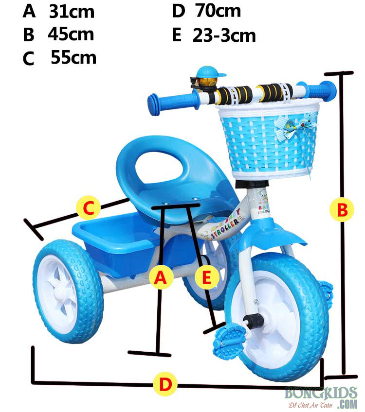 Kích thước xe đạp trẻ em 3 bánh 3333