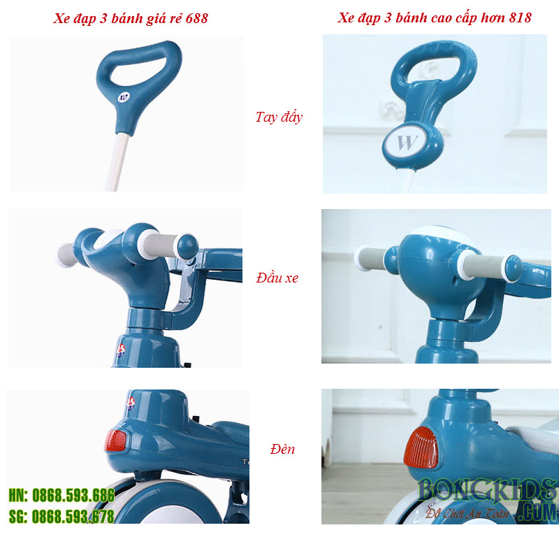 Xe đẩy 3 bánh trẻ em 818