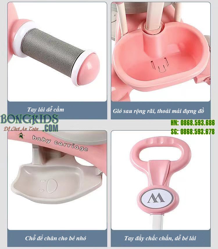 Xe 3 bánh trẻ em có cần đẩy