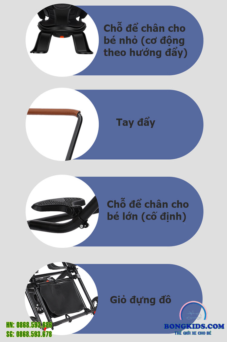 Xe đẩy gập gọn cho bé sinh đôi Xe đẩy gập gọn cho bé sinh đôi
