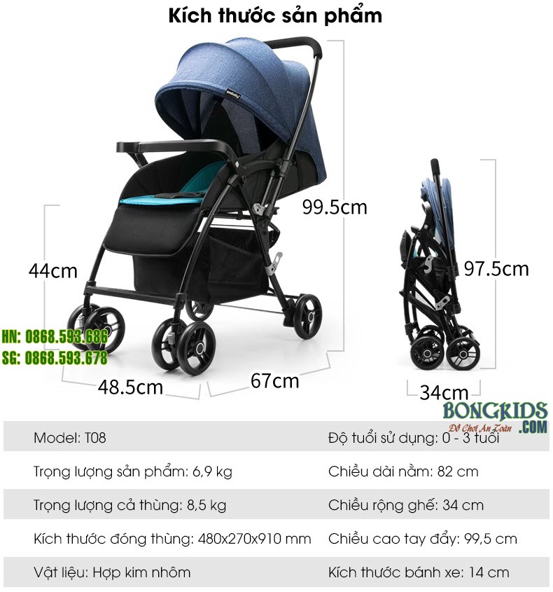 Xe đẩy cho bé Seebaby T08 Mini