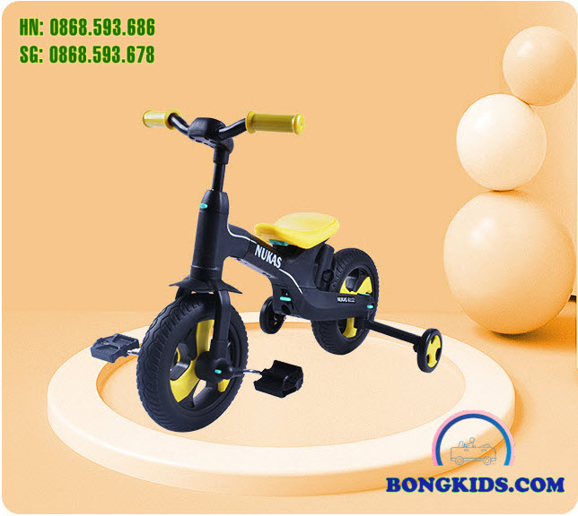 Xe đạp 3 bánh đa năng Nukas 6112P biến thành xe đạp 3 bánh có bánh phụ