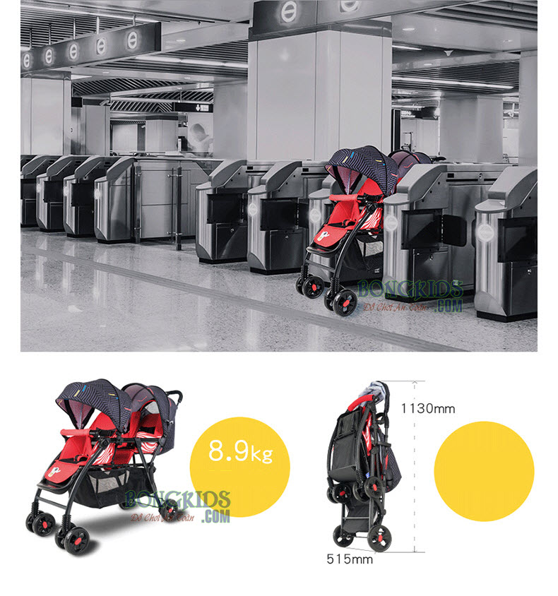 Xe đẩy đôi Baobaohao 705 (ghế trước ghế sau) 5