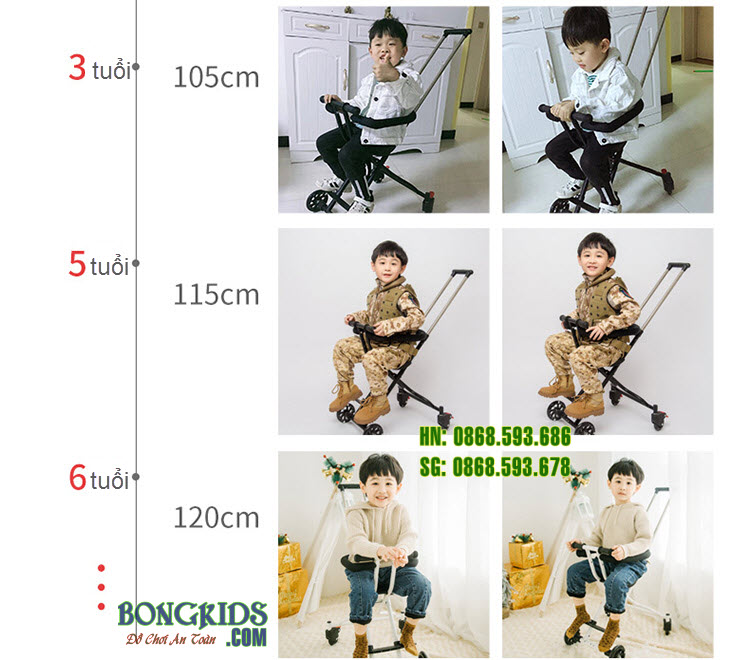 Hình ảnh em bé ngồi sử dụng Xe đẩy thông minh gập gọn Cody V2 3 tuổi đến 6 tuổi