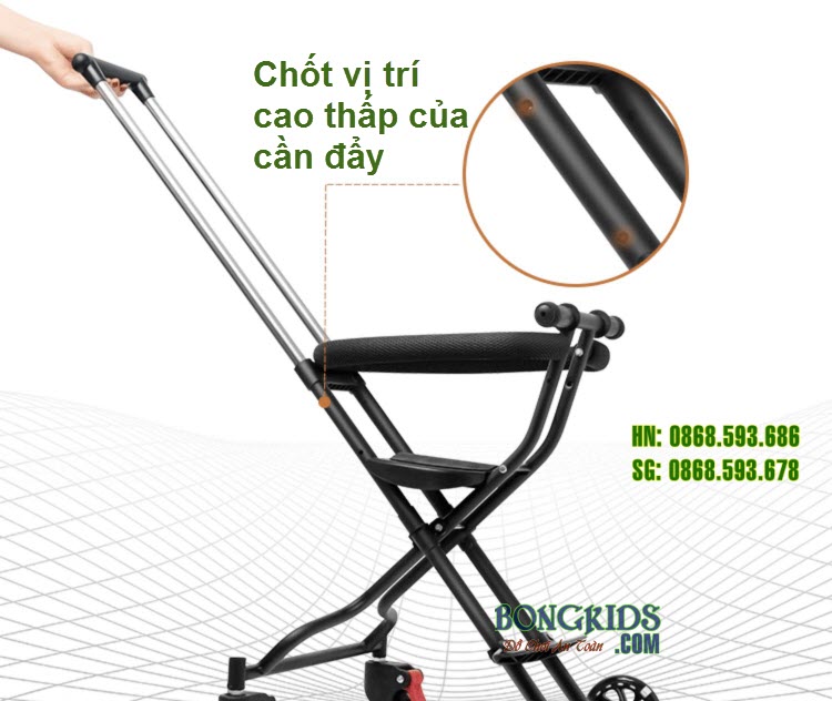 Chốt chiều cao cần đẩy  Xe đẩy thông minh gập gọn Cody V2