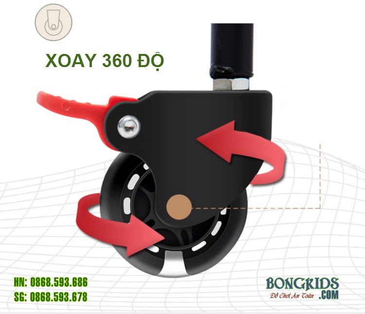 Bánh xe quay 360 độ của Xe đẩy thông minh gập gọn Cody V2