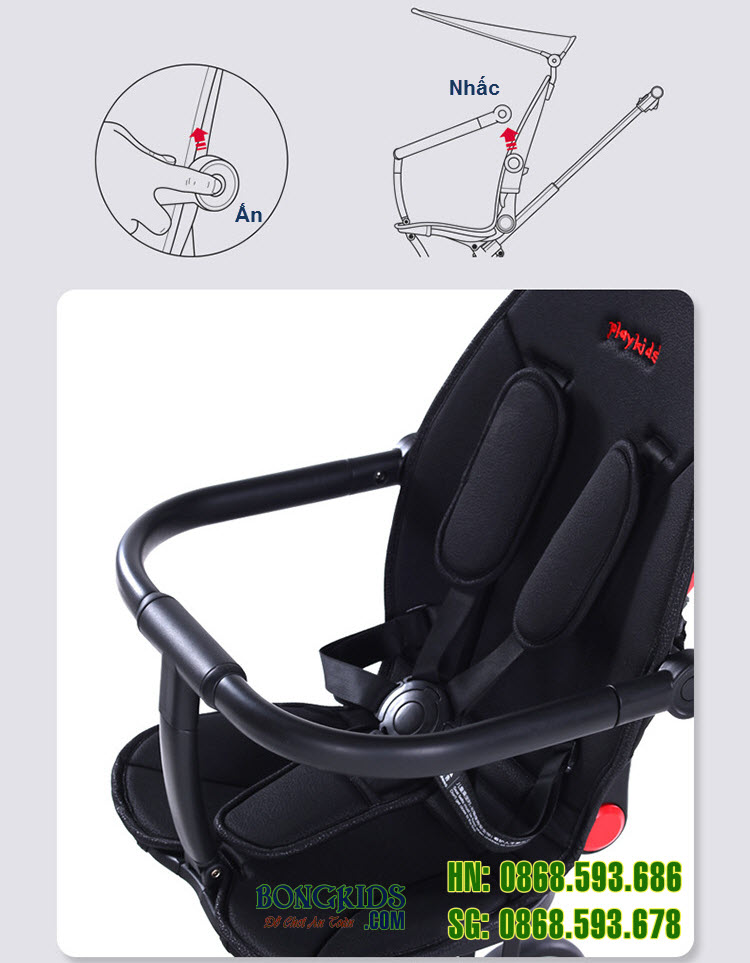 Xe đẩy thông minh 4 bánh gấp gọn X6 - tháo bảo hiểm