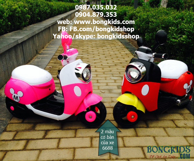 Xe máy điện trẻ em 6688 - Xe Vespa Mickey 2 màu